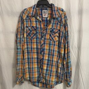 BKE Men's Vibrant Plaid Button Down Shirt